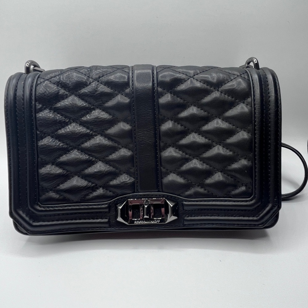 Rebecca Minkoff Black Quilted Leather Love Crossbody Bag